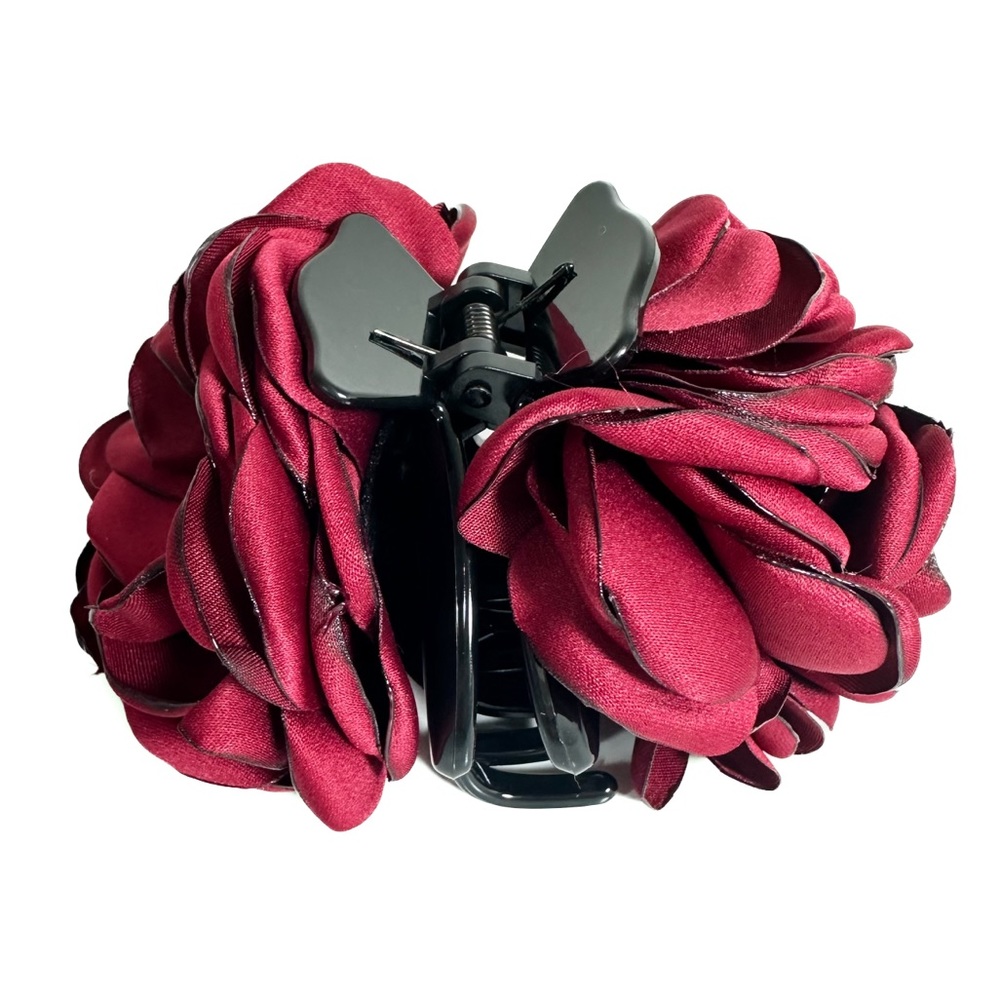 Pretty Boho Rosette Flower Hair Clip in Red
